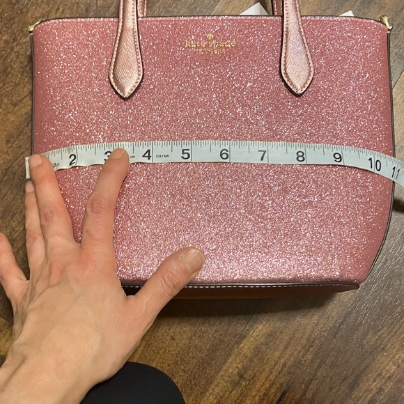 NWT Kate Spade Pink Glitter Glimmer small zip satchel Crossbody Bag - Picture 8 of 10